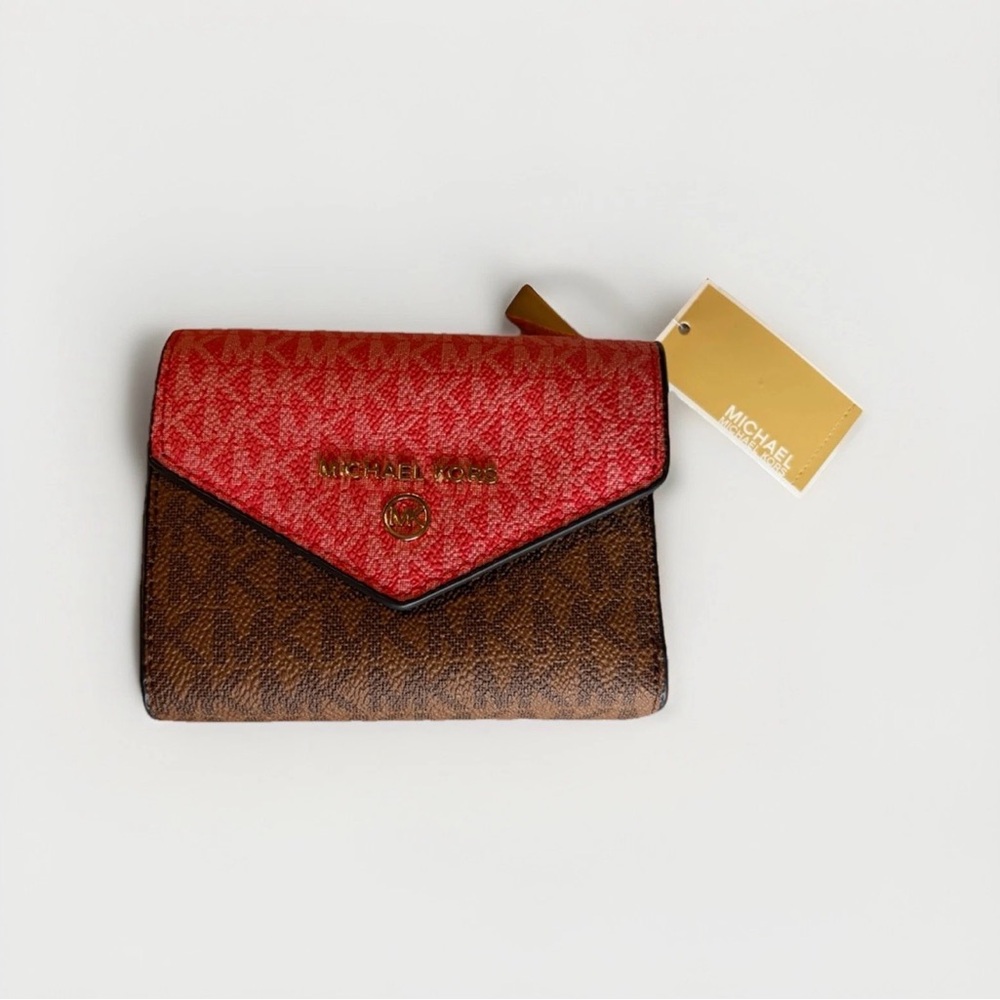 Michael Kors Pink Brown Trifold Wallet Dahlia Multi NWT